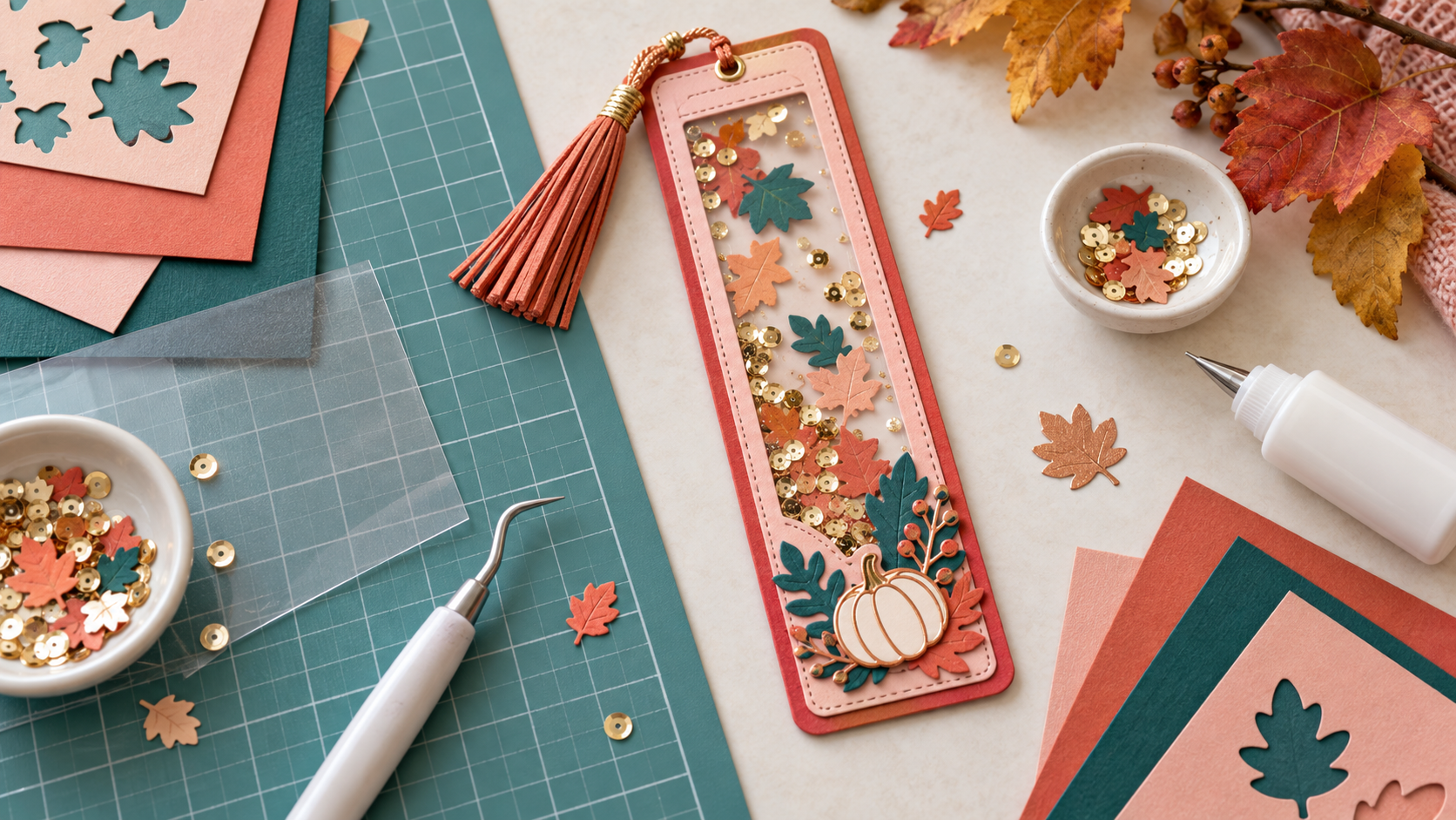 How to Make a Fall Shaker Bookmark With Cricut
