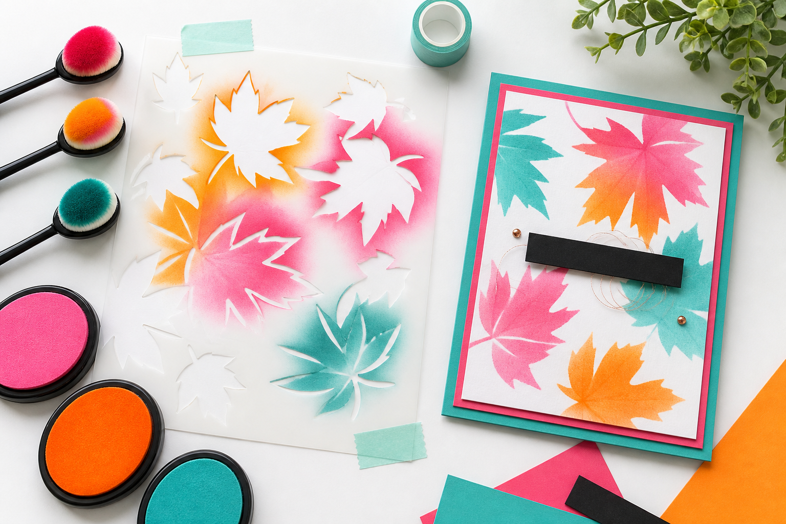How to Ink Blend a Fall Leaf Stencil for Handmade Cards
